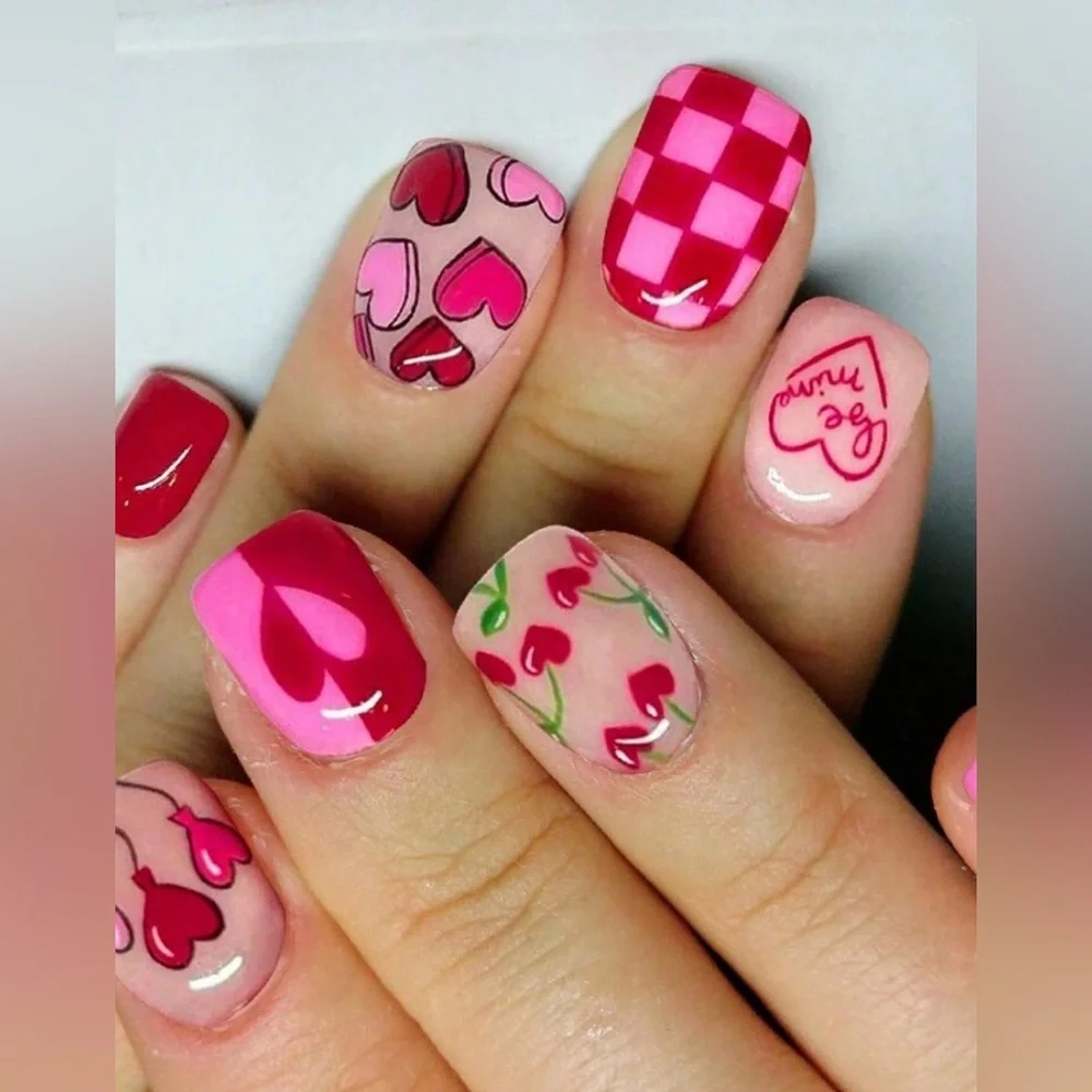 New heart press on nail set